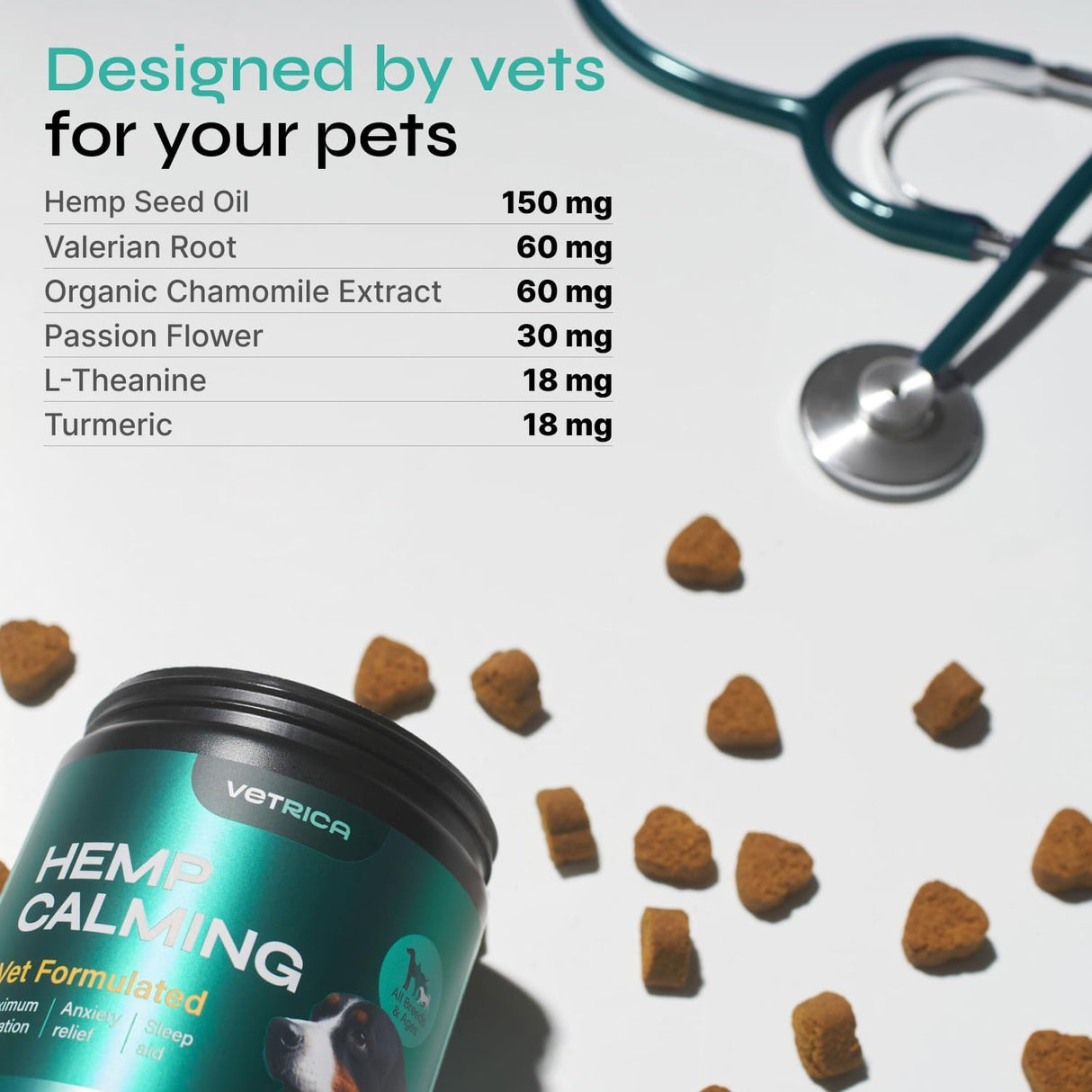 Сalming Сhews for Dogs Anxiety Relief - Dog Anxiety Relief Supplement - Soft Calming Chews - Dog Calming Treats for Storms, Separation, Fireworks, Vet Visits, Travel, Grooming, Barking, Chewing