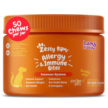 Load image into Gallery viewer, Zesty Paws Dog Allergy Relief Chews, Dog Probiotics for Itchy Skin and Ears, Lamb, 50ct