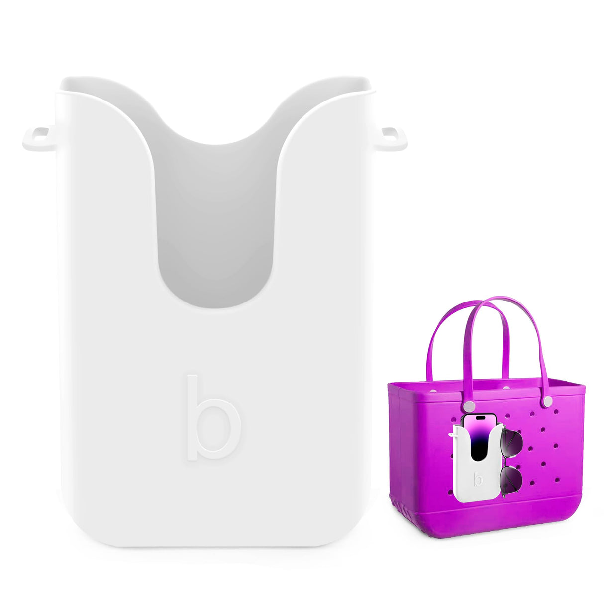 BestStone Silicone Phone Holder for Bogg Bags, Compatible Phone Case Attachment & Similar Beach Tote Bag Accessory – Ideal Holder for Bogg, White