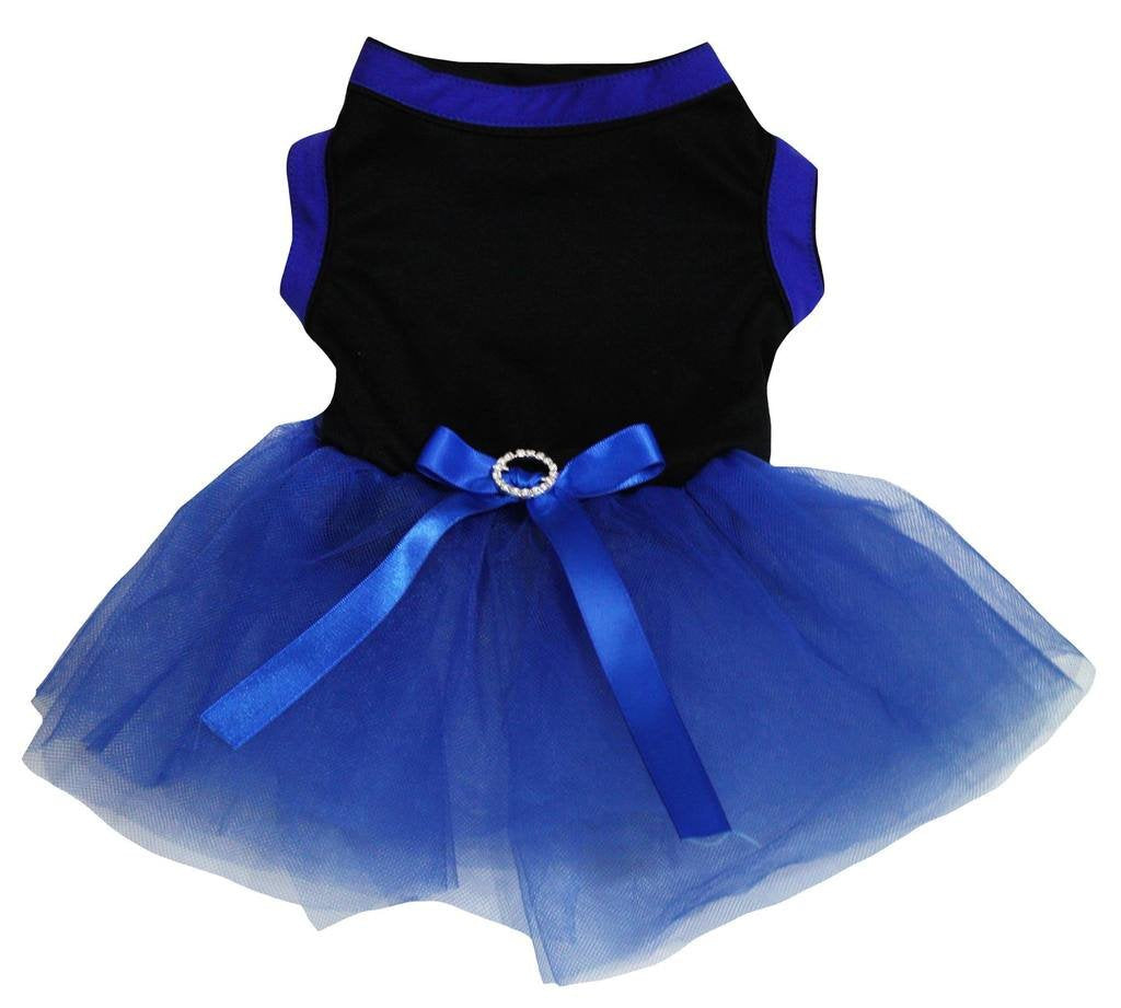 Petitebella Plain Tutu Puppy Dog Dress (Black/Royal Blue, X-Small)