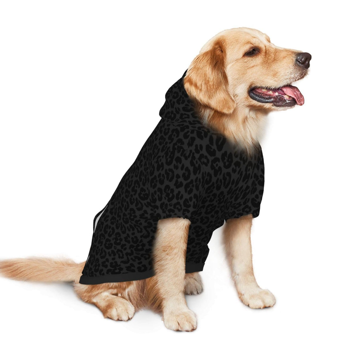 Dog Hoodie Dog Sweater Hooded Cold Weather Clothes Dog Sweatshirt Dark Gray Black Leopard Cheetah Print Outfits for Small Medium Large Dogs