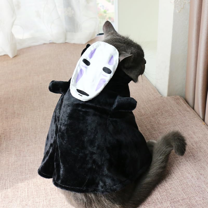 ChoChoCho Pet Costumes Spirited Away No-Face Cosplay Costume for Dogs & Cats, Plush Anime Robe for Halloween, Adjustable Velcro Design, Perfect for Small to Large Pets (S/M)