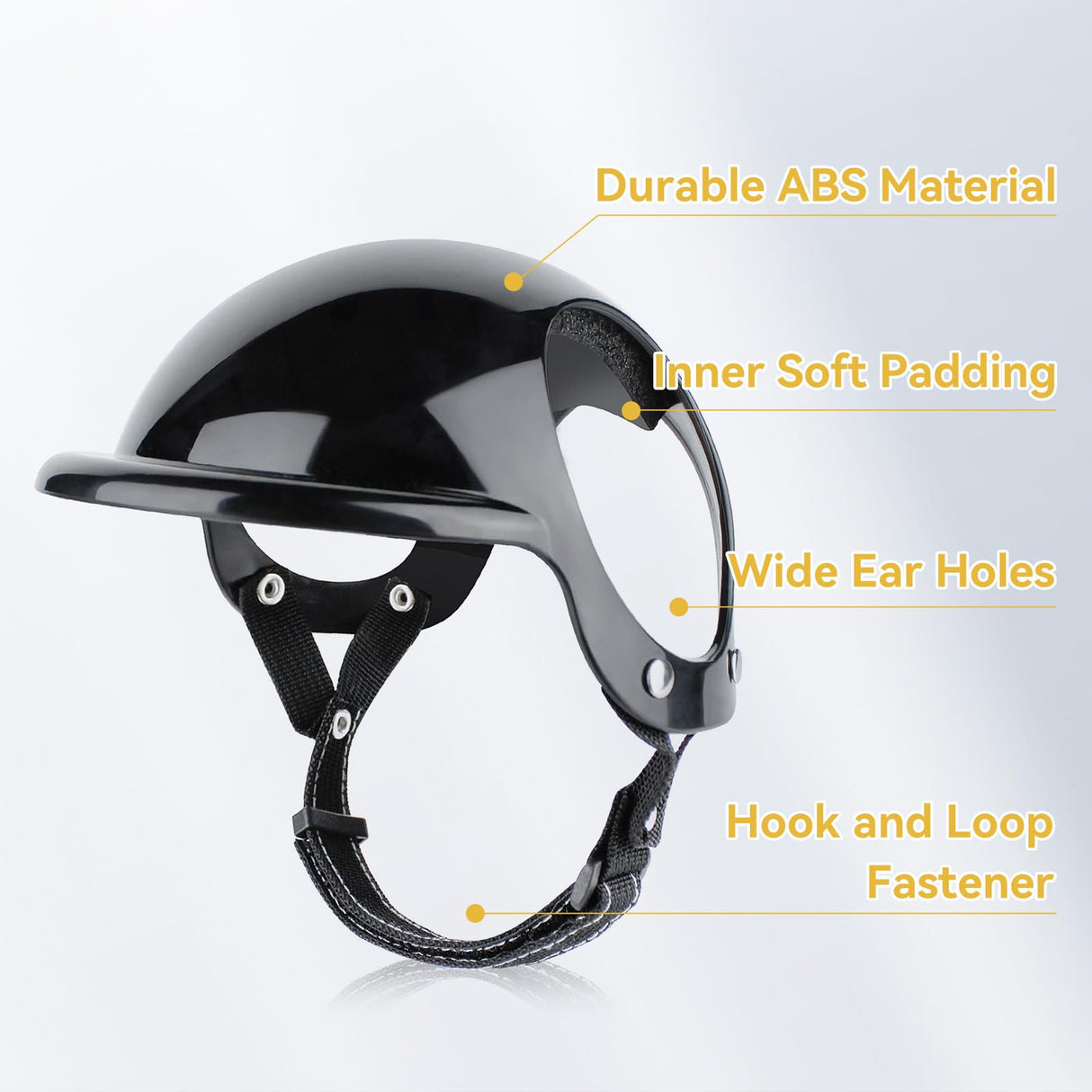 Namsan Large Dog Helmet, Dog Helmets for Large Dogs, Doggie Motorcycle Helmets with Ear Holes, Outdoor Doggy Bike Helmet for Head Protection, Adjustable, Black L