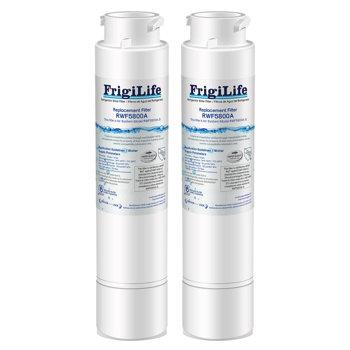 FrigiLife Refrigerator Water Filter Compatible with Frigidaire EPTWFU01, EWF02, Pure Source Ultra II, 2PACK