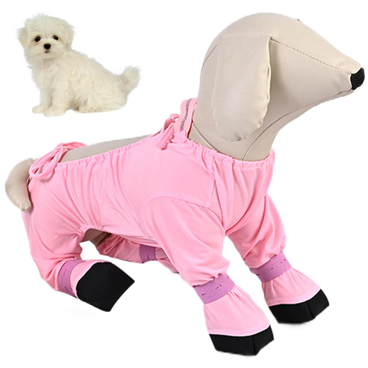 Suspender Boots for Dogs Size M, Dustproof Half-Pack Ice Silk, Adjustable Dog Boot Leggings with Non-Slip Straps