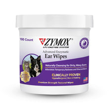 Load image into Gallery viewer, Zymox Advanced Enzymatic Ear Wipes for Dogs and Cats - for Dirty, Waxy, Smelly Ears - Premium Strength Ear Cleaner Wipes - Non-Irritating - Hypoallergenic - 100 ct
