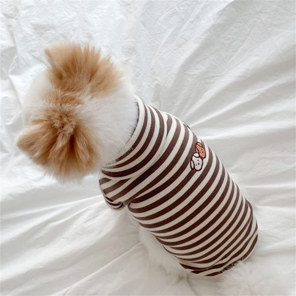 Pack of 2 Cute Doggie Embroidery Puppy Coat Turtleneck Stretchy Dog Sweater Super Soft Pet Cold Weather Coat for Cats Dogs(Large, Yellow+Brown)