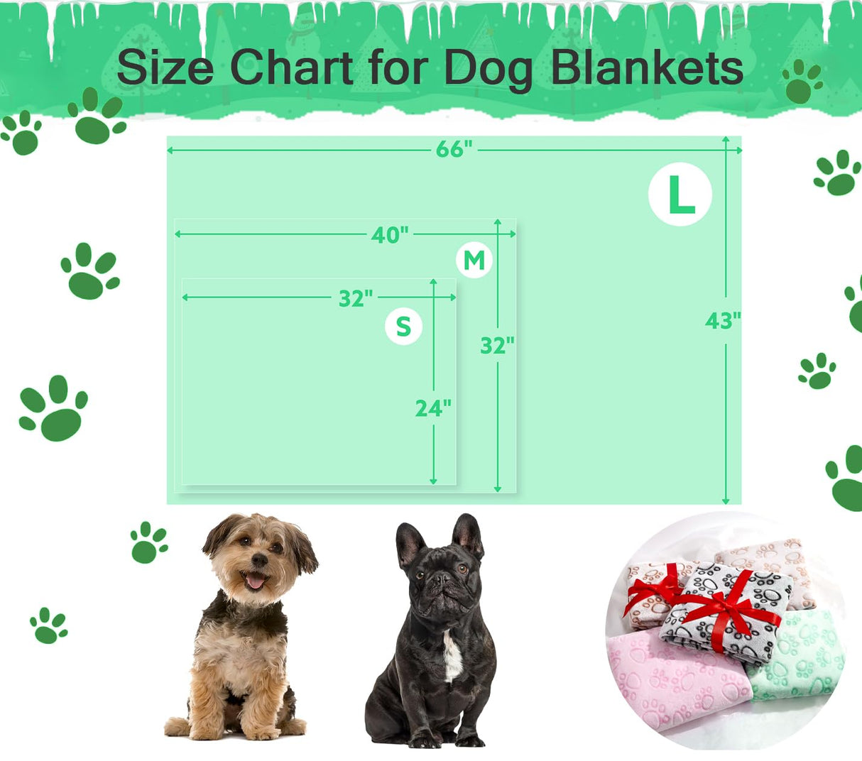 Green Throw Dog Blanket for Puppy Gifts, Dog Stuff Used for Pet Beds, Washable Soft Puppy Essentials Accesssories
