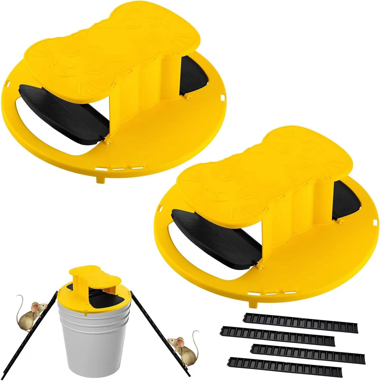 Mouse Trap Bucket ,Bucket Lid Rat Trap,Auto Reset Multi Catch Humane Rat Trap for Indoor Outdoor, Compatible 5 Gallon Bucket-2 Pack