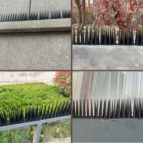 Bird Spikes 4 Inch High, Pigeon Outdoor Deterrent Spikes, Used to Keep Cats Small to Medium Sized Birds Away. Bird Plastic Fence Spikes for Railing and Roof.Away Covers 10.7 Feet(325cm), Black