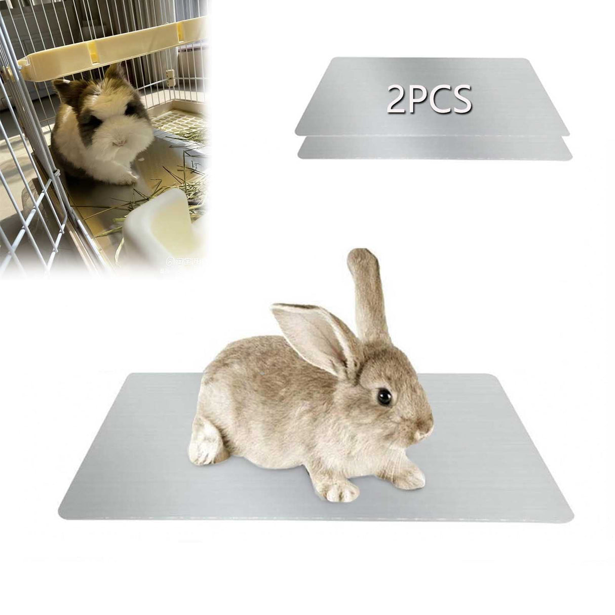 PeSandy Rabbit Cooling Pad, 2PCS Hamster Cooling Pad Pet Cooling Mat for Rabbit Bunny Hamster Guinea Pig & Other Small Pets Stay Cool This Summer - Bite Resistance Pet Cool Plate Ice Bed