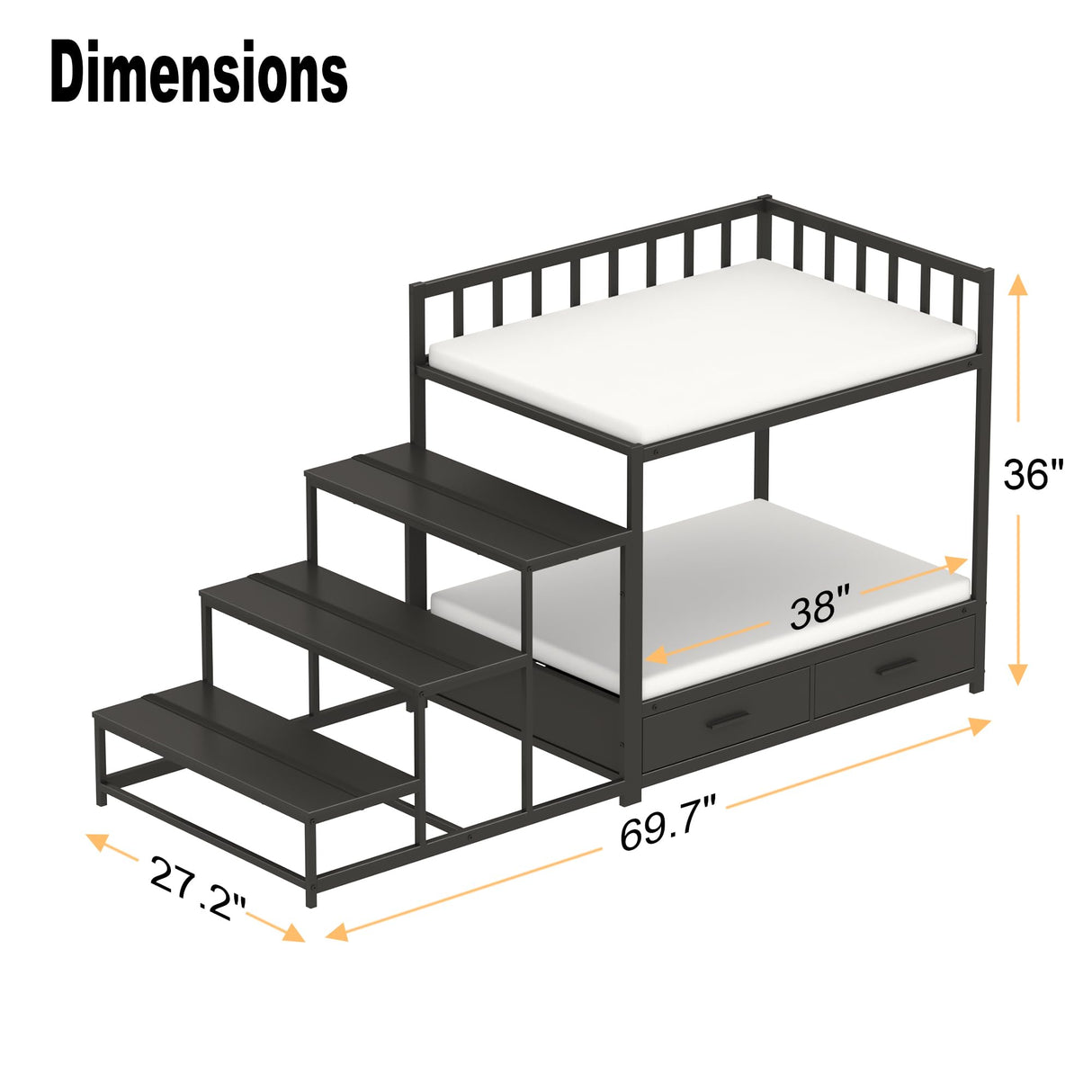 GDLF Dog Bunk Beds for Large Dogs, Dog Bedside Bed with Stairs & Storage, Space-Saving Indoor pet Furniture
