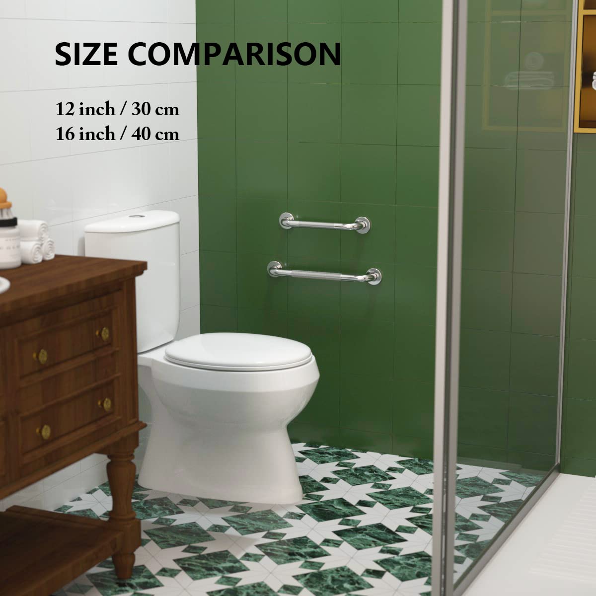 16 Inch Anti Slip Shower Grab Bar, Munzong Stainless Steel Bathroom Grab Bar, Satin Brushed Nickel Knurled Bathroom Balance Bar,Safety Hand Rail Support Handicap Elderly Senior Assist Bath Handle