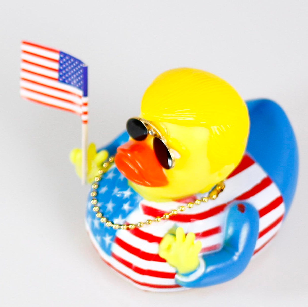 TAOHUAJIANG Rubber Ducks Trump Car Duck Dashboard Decoration Squeak Ducks Toys Car Ornaments Car Décor Accessories with Sunglasses,Gold-Plated Necklace and Flagship (Style G)