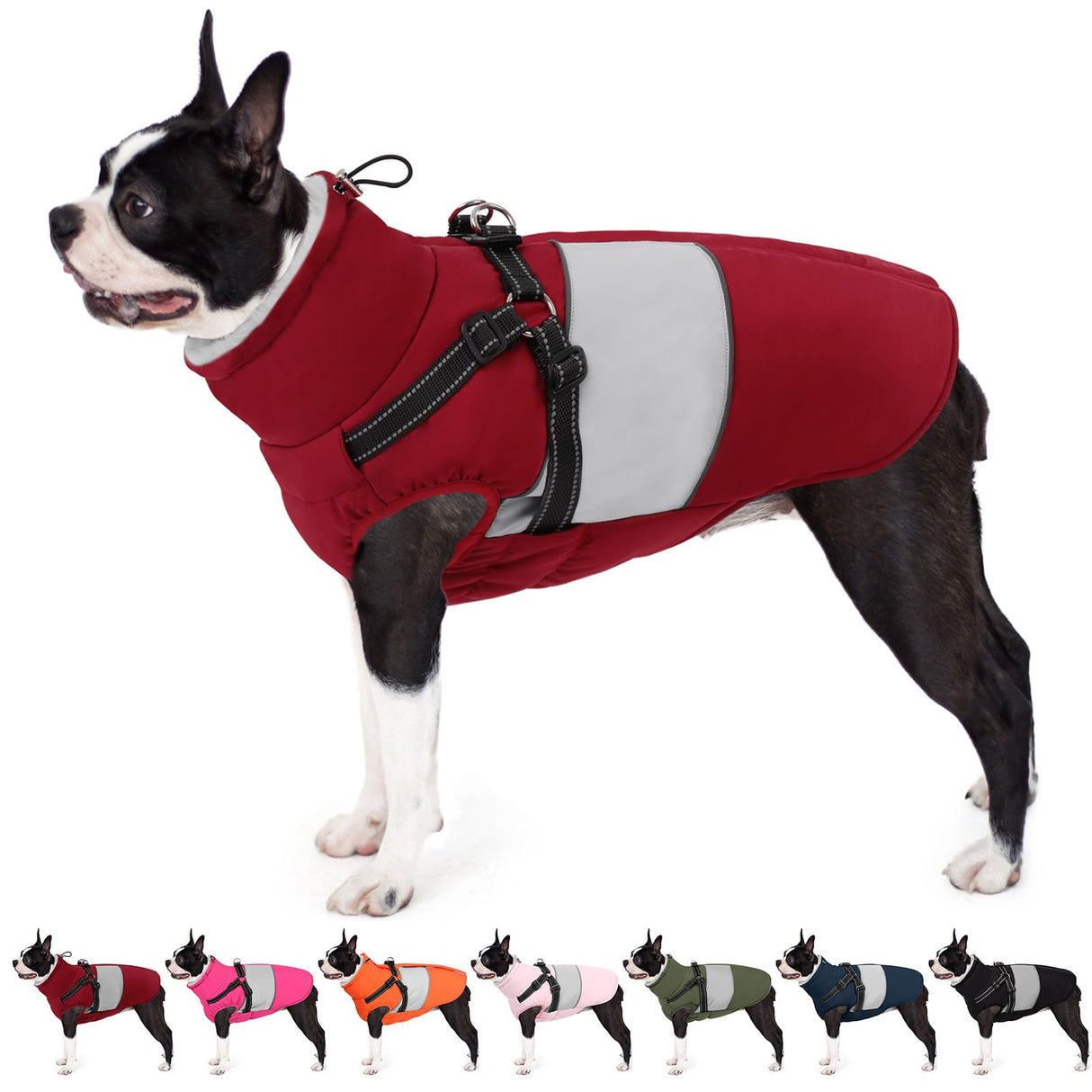 AOFITEE Dog Coats for Small Dogs, Dog Christmas Sweater, Dog Winter Coat with Harness Built in, Warm Dogs Jacket with Zipper, Waterproof Pet Jacket Snowsuit for Schnauzer, Chihuahua Yorkshire, S