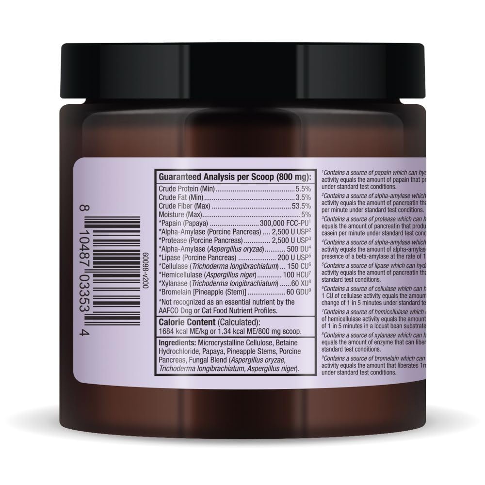 Bark & Whiskers Digestive Enzymes - Supports Kibble Digestion - Veterinarian Formulated - for Dogs & Cats - Non-GMO - 4.23 oz (120 g) - 150 Scoops