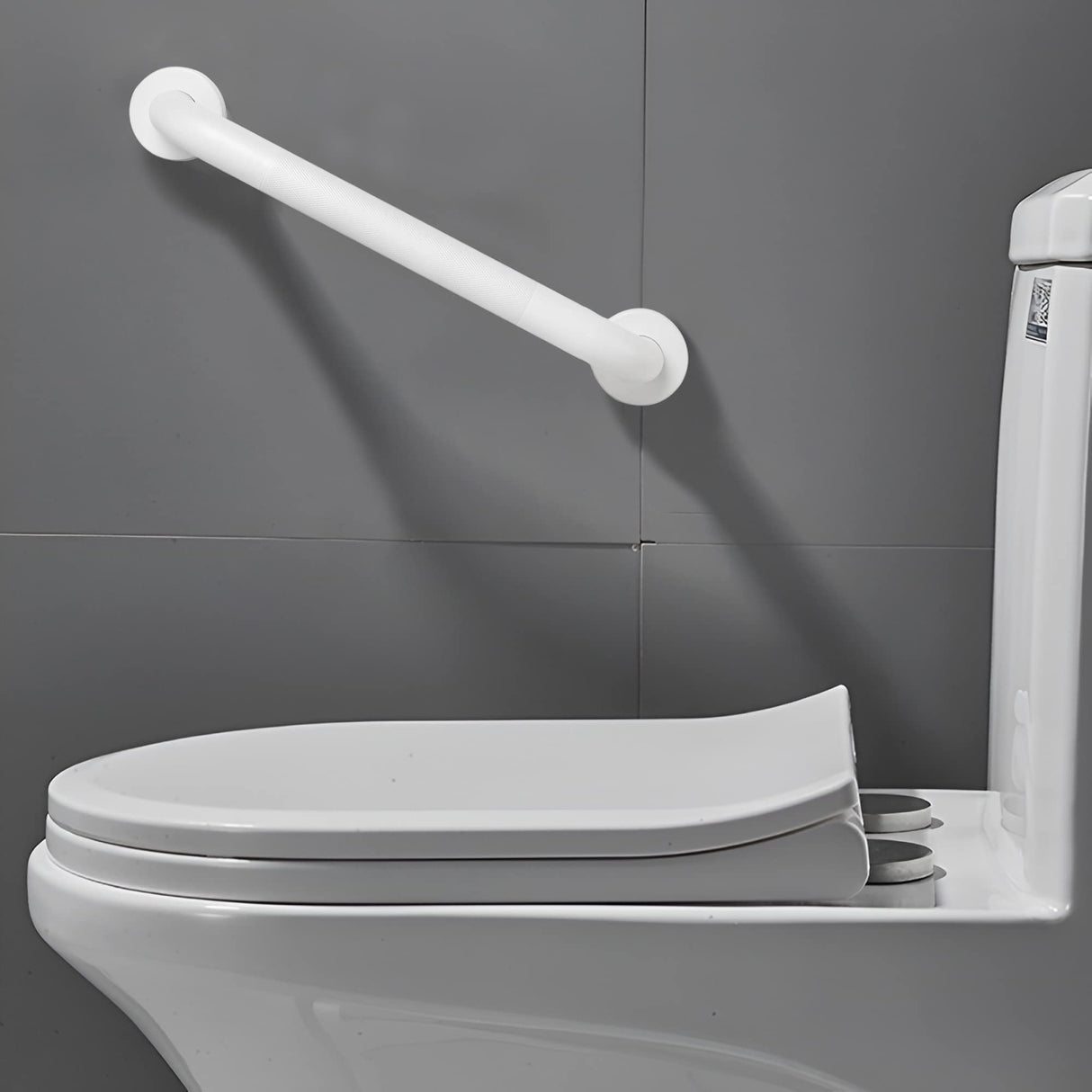 Rackickyer Shower Grab Bar, 2 Pack 12 Inch White Bathroom Grab Bar, 1.25" Diameter 304 Stainless Steel Anti-Slip Grab Bars for Bathtubs and Showers, Handicap Shower Grab Bar for Seniors Elderly