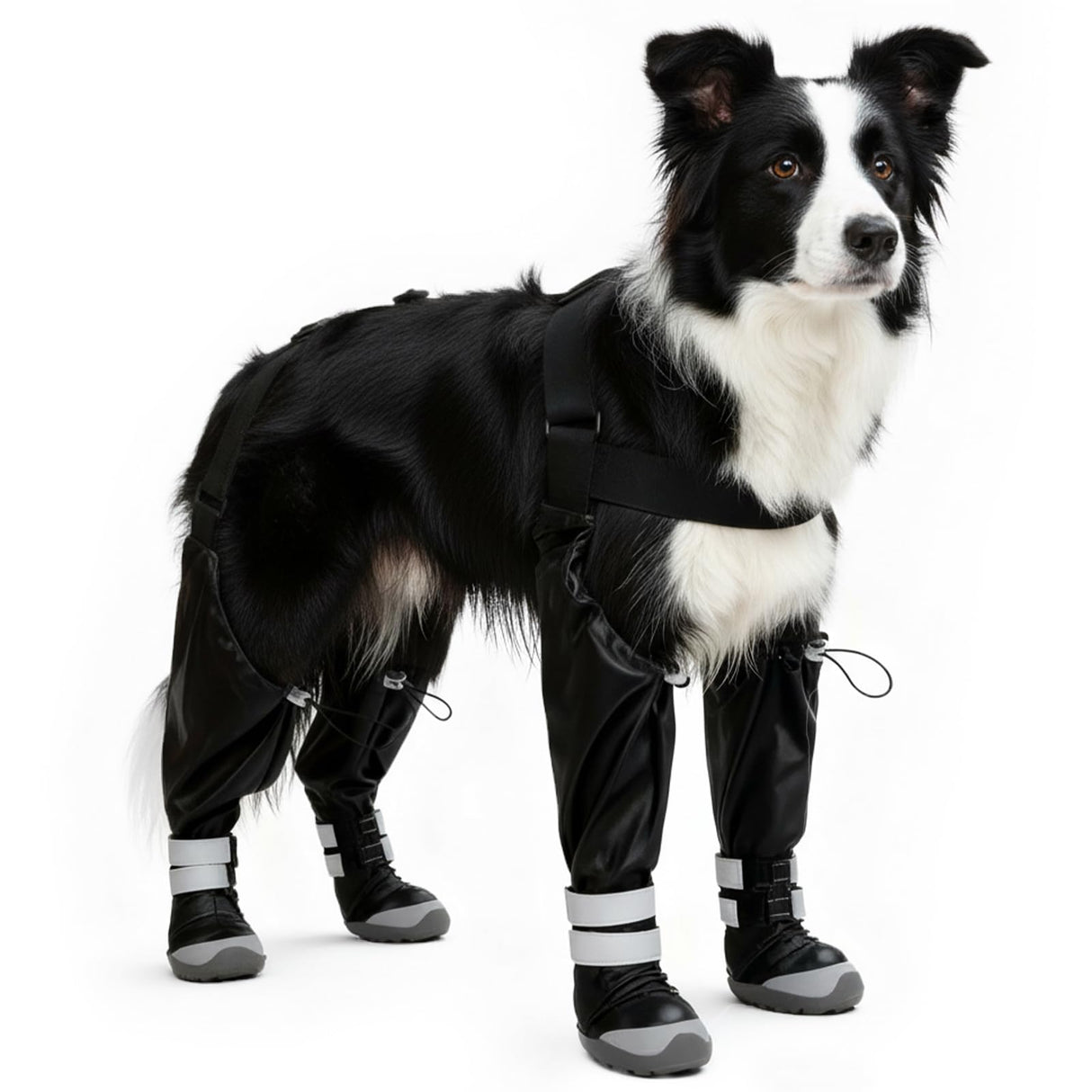 YAQUHO Upgraded Dog Suspender Boots, Waterproof Dog Rain Boot, Anti-Slip Winter Snow Dog Shoes Leggings, Adjustable Suspender Boots for Large Dogs, Paws Protector for Outdoor Dogs Walking Hiking (L)