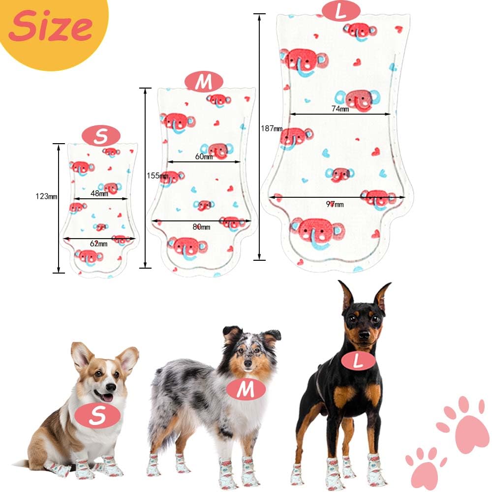 Disposable Dog Booties for Dogs Cats Paw Protector,Waterproof and Breathable with Adjustable Bandage,32Pcs Pet Booties for Small Medium Large Dogs Indoor & Outdoor Use(L,Paw Width:2.57~3.15inches)