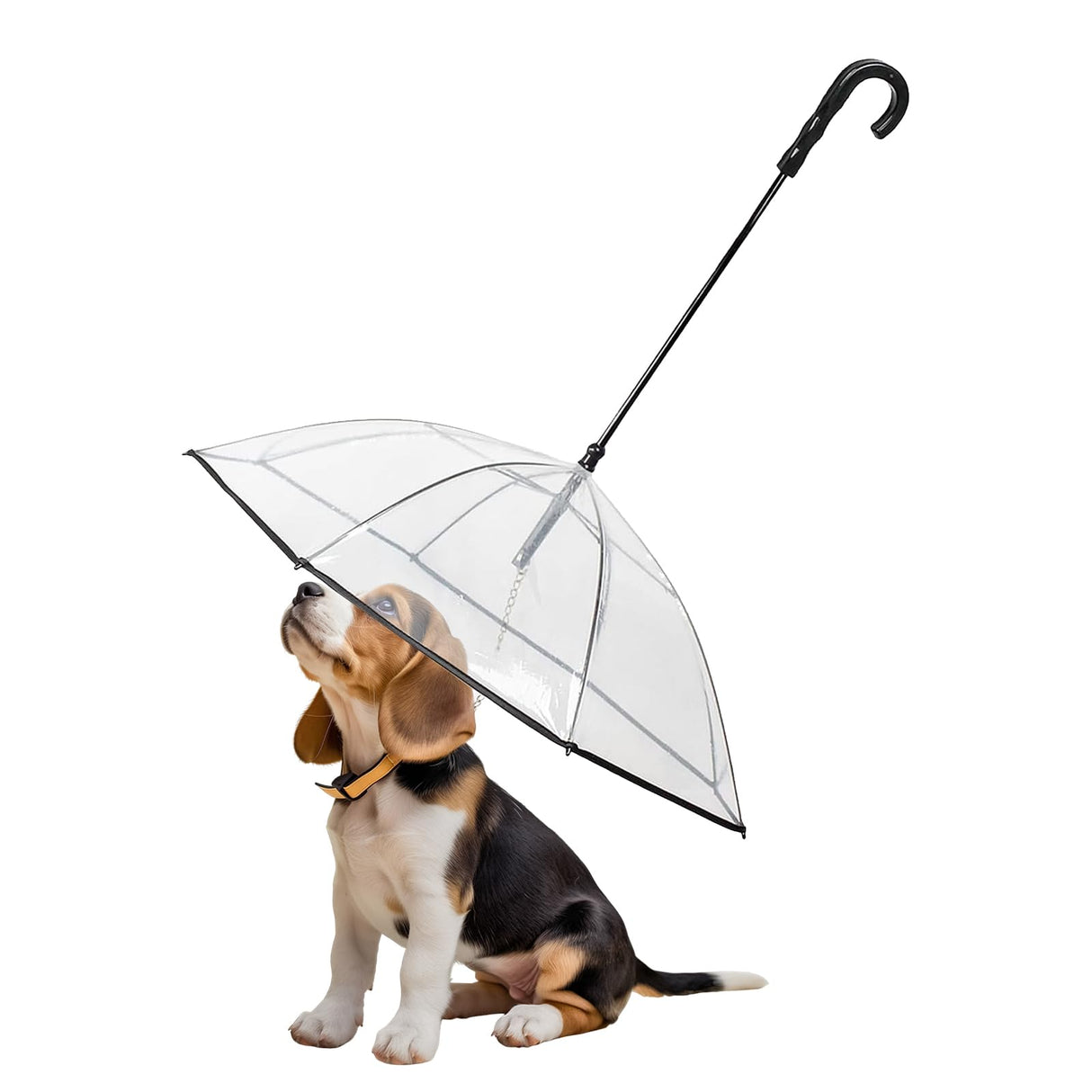 KEFIDEK Pet Dog Transparent Umbrella, Clear Folding Adjustable Leash, Keeps Pet Dry in Rain (Bending Hook)