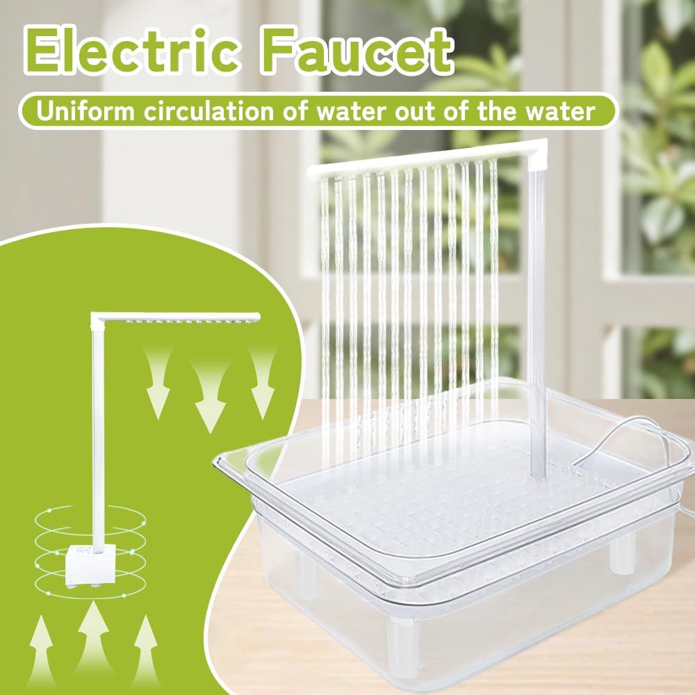 WQY GroceryShop Parrot Bathtub Indoor Automatic Bath Shower with 180 ° Circulating Faucet Contains USB and Power Plug for Medium Birds African Grey Amazon Conure Parakeet Cockatiel Lovebird