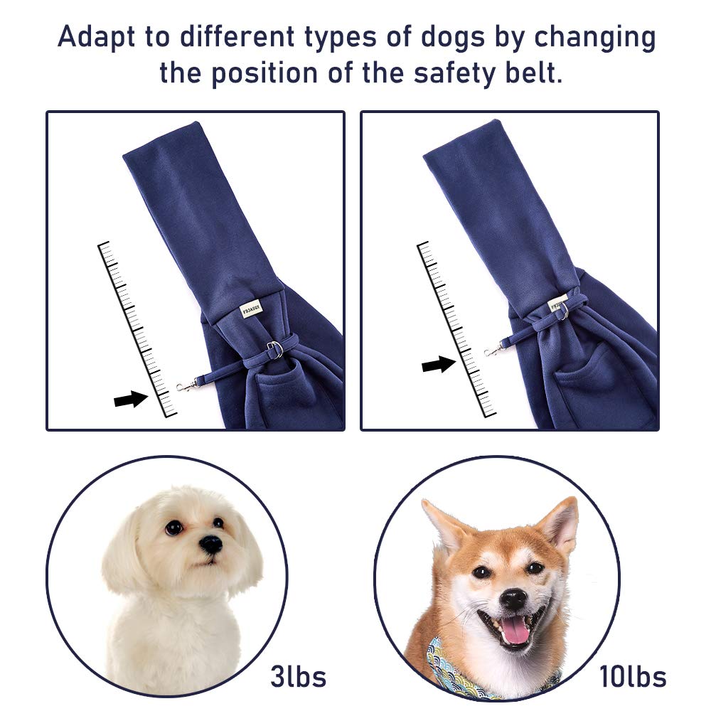 FDJASGY Small Pet Sling Carrier-Hands Free Reversible Pet Papoose Bag Tote Bag with a Pocket Safety Belt Dog Cat for Outdoor Travel Benzo Blue