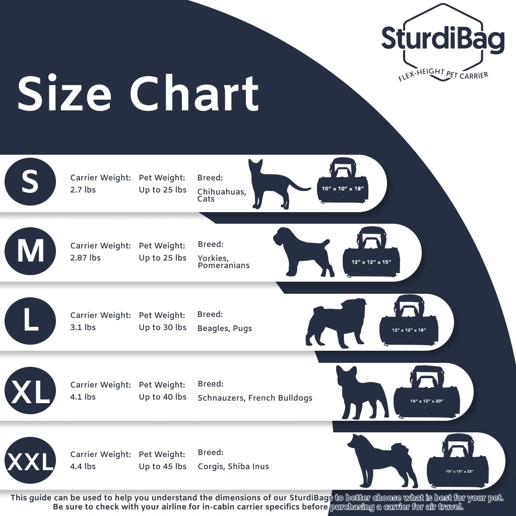 SturdiBag XL Pet Travel Carrier: Flexible Height for Cat and Dog Soft Sided with Safety Clips and Seatbelt Straps | Smoke, 20" x 16" x 12" (PN: SB3-PRO-SM)