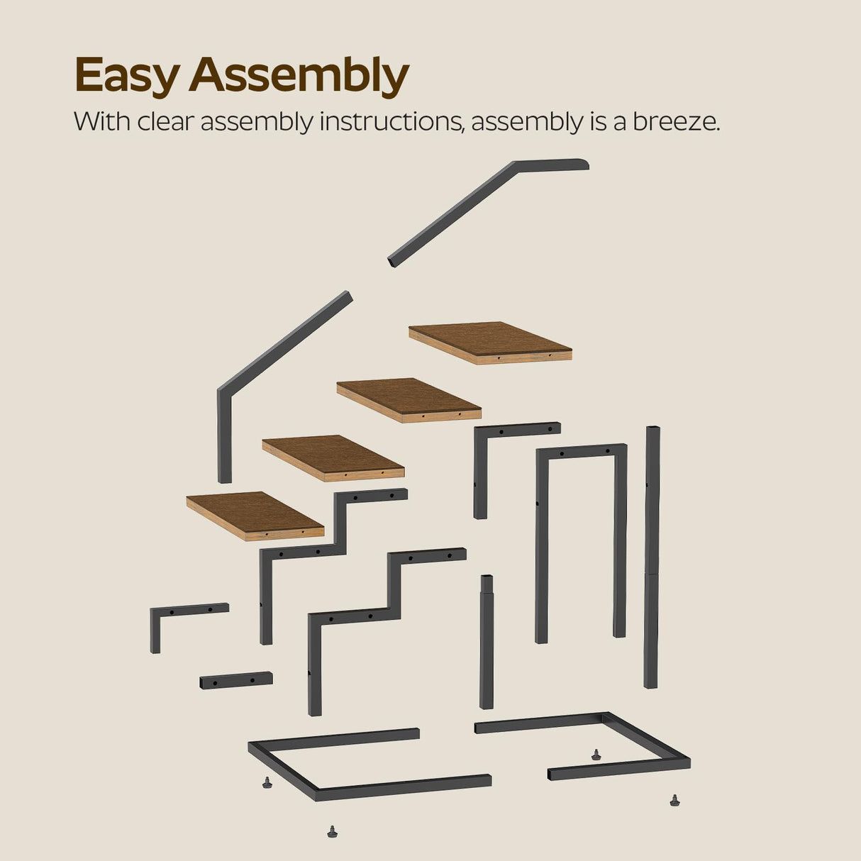 YATINEY Dog Stairs for Small Dogs, 4-Steps Dog Steps for High Beds and Couch, 20.5”H Pet Steps with Non-Slip, Brown and Black LT01BV