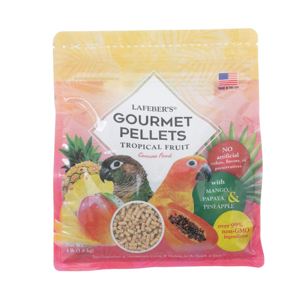 LAFEBER'S Tropical Fruit Gourmet Pellets Pet Bird Food, No Added Sugar, Made with Non-GMO and Human-Grade Ingredients, for Conures, 4 lb