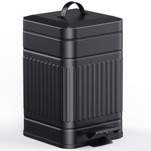 Load image into Gallery viewer, CEROELDA Small Trash Can with Lid-5L/1.3 Gal,Stainless Steel Outdoor Dog Poop Garbage Can-Farmhouse Retro Metal Waste Bin w/Step Pedal for Bathroom Bedroom Office-Soft Close-Black
