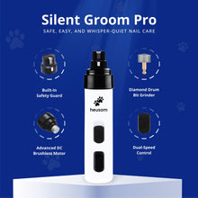 Load image into Gallery viewer, Heusom Silent Groom Pro Pet Nail Grinder | Whisper Quiet Claw Trimmer for Dogs, Cats and Other Animals | Safe & Stress Free Nail Grooming, Ideal for Sensitive Dogs of All Breeds & Sizes