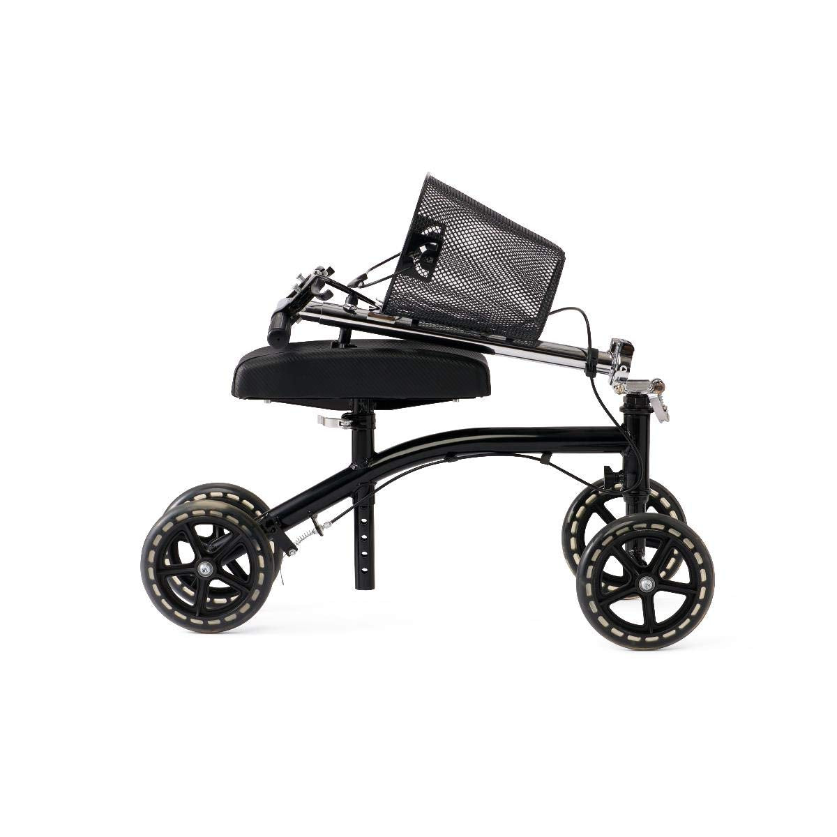 Medline Steerable Knee Walker, Large 8" Wheels, Adjustable Height and Storage Bag, Supports up to 300 lbs, Black