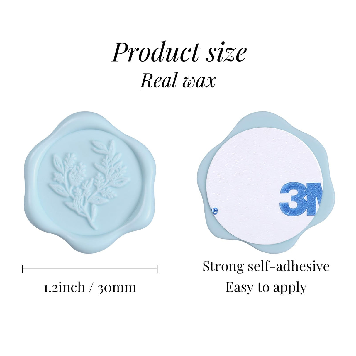UNIQOOO Wax Seal Stickers - Eucalyptus Wedding Invitation Envelope Seal Stickers, 50 Pcs Self- Adhesive Light Blue Stickers, Perfect for Invitation, Christmas, Gift Wrapping