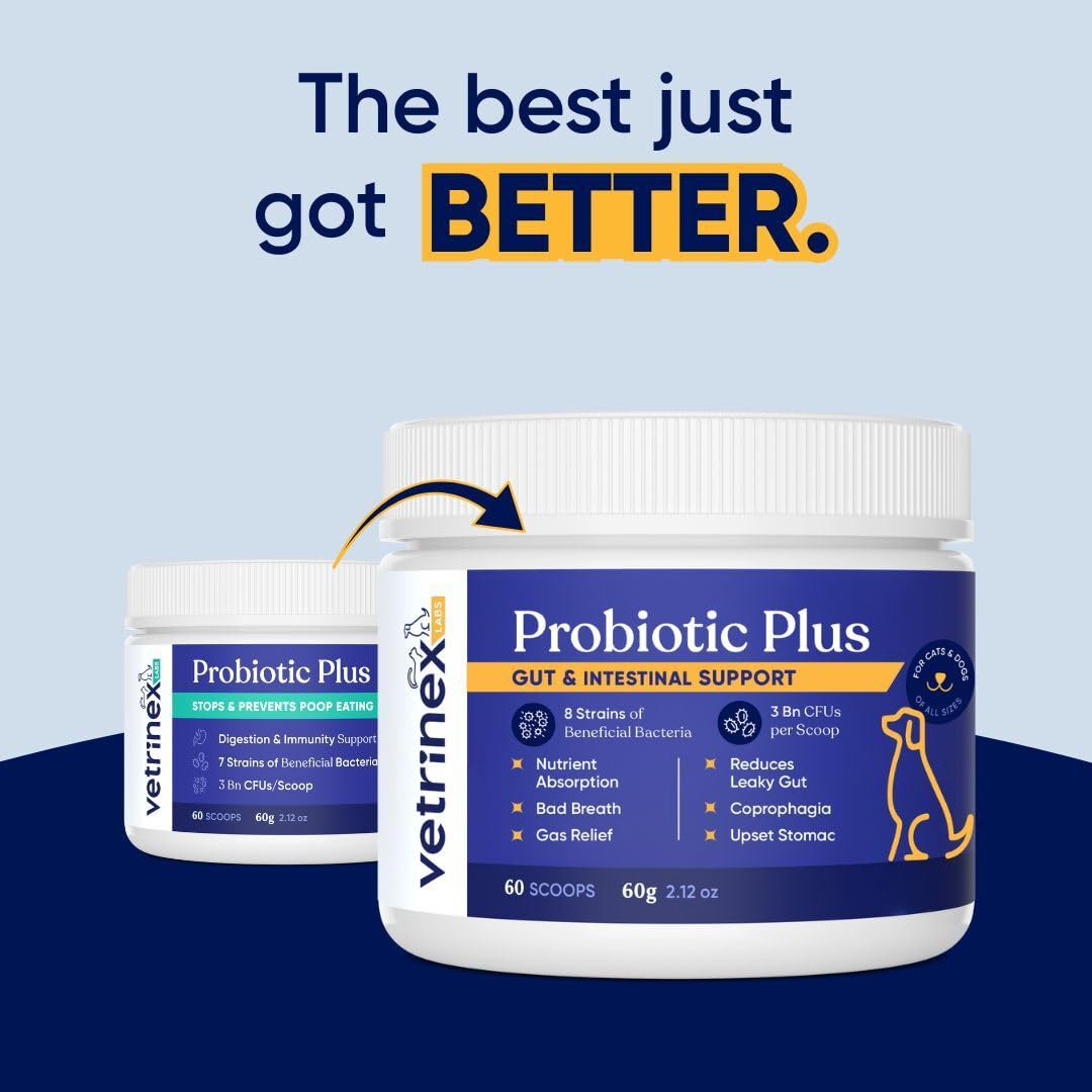 Vetrinex Labs Probiotic - Coprophagia Treatment for Dogs - Stop and Prevent Dog from Eating Poop - No Stool Eating, Deterrent and Prevention - Probiotics Powder for Cats, Dogs & Puppies