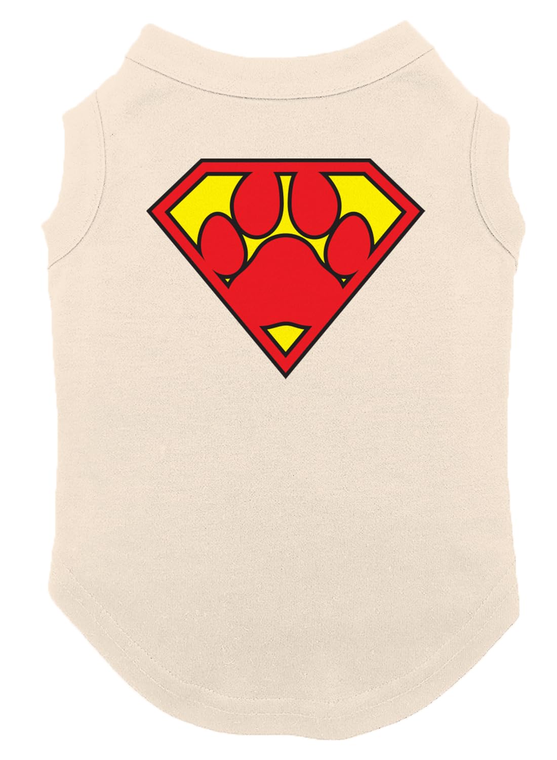 Super Dog - Super Hero Parody Paw Print Dog Shirt (Natural, Small)