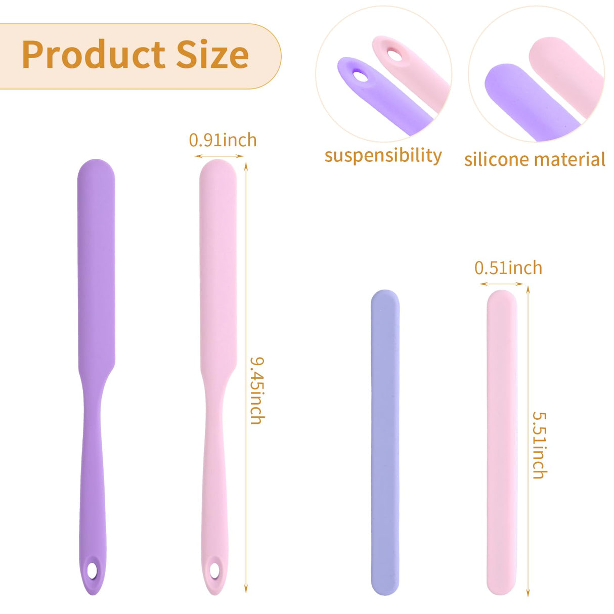4PCS Silicone Wax Stick, Reusable Non Stick Waxing Applicator, Hair Removal Waxing Spatulas, Popsicle Sticks for Beauty Cosmetics Home Salon Body Use