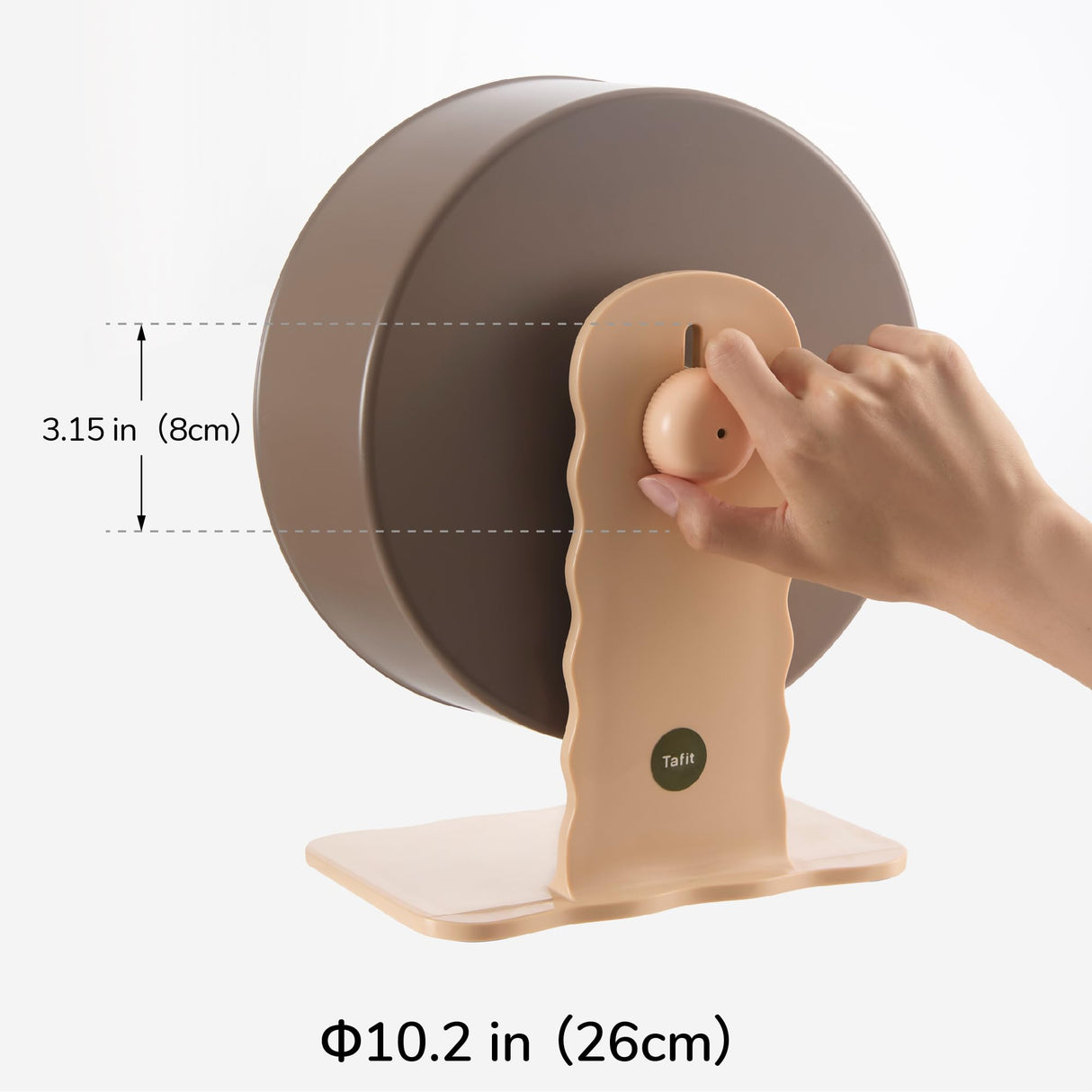 Tafit Quiet Hamster Wheel 10.2 Inch Dual-Bearings Silent Small Animals Running Exercise Wheel Height Adjustable for Syrian Hamsters, Gerbils, Rats, or Other Small Pets, Nut Brown