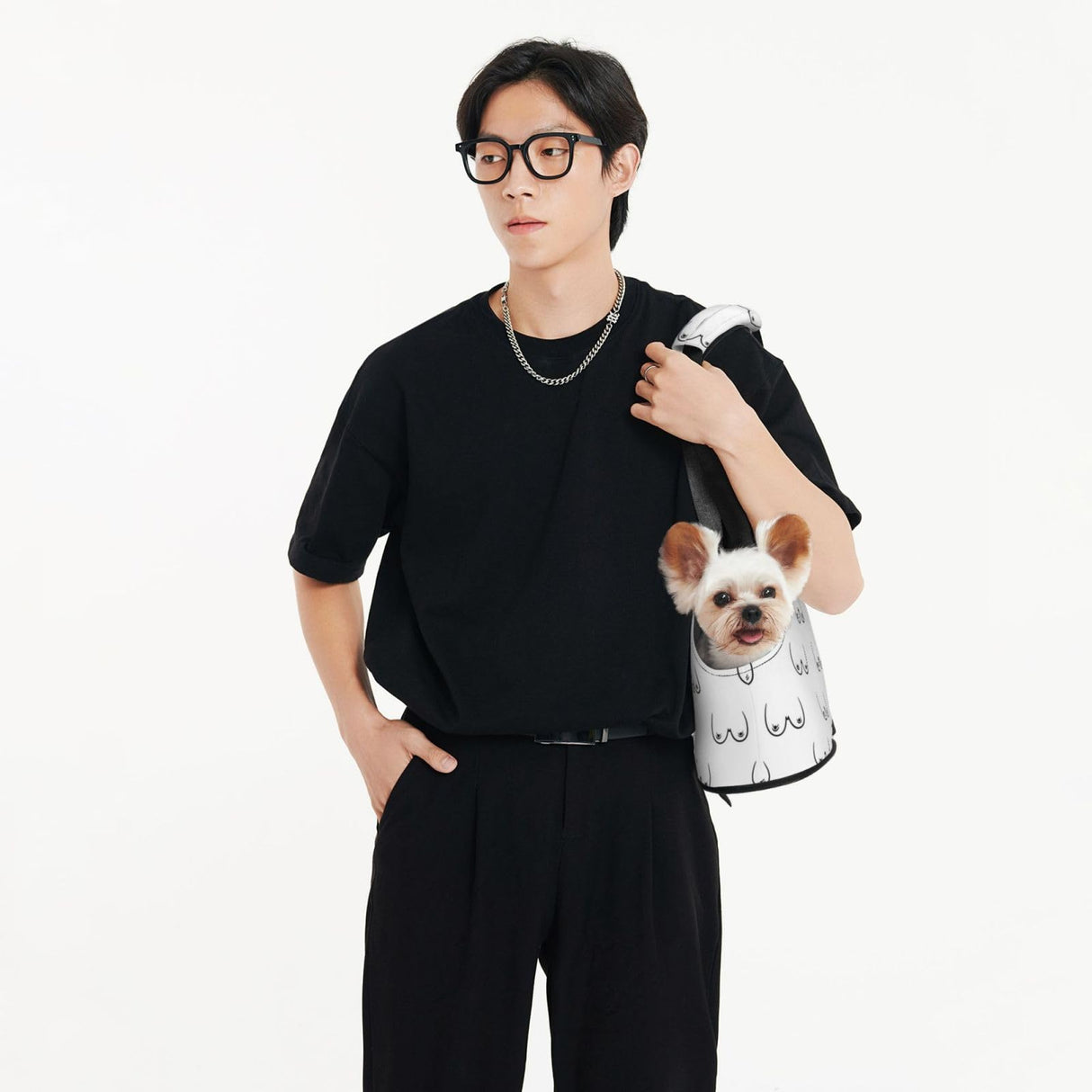 Dog Carrier Bag Compatible with Boobs Breasts Pattern Print White, Cat Tote Bag, Pet Carrier, Foldable Waterproof Dog Purse, Portable Tote Bag Carrier for Small to Medium Cats and Small Dogs