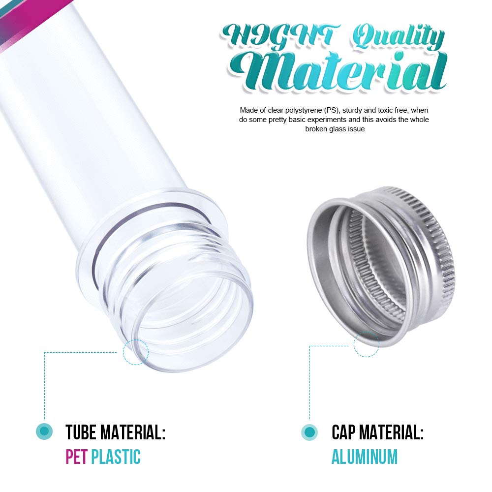 HNYYZL Bestsupplier 30 Pack Science Party Test Tubes 45 ml 25x140mm,Clear Plastic Test Tubes Gumball Candy Tubes, Bath Salt Vials Christmas Birthday Gifts