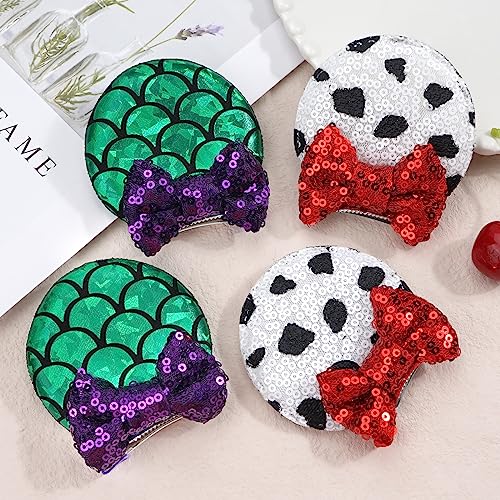 CellElection 8PCS Sequin Mouse Ears Hair Clips Glitter Hair Bows Cute Mice Ears Hair Clips Barrettes for Women Girls Hair Accessories for Costume Party Favor Christmas Decoration
