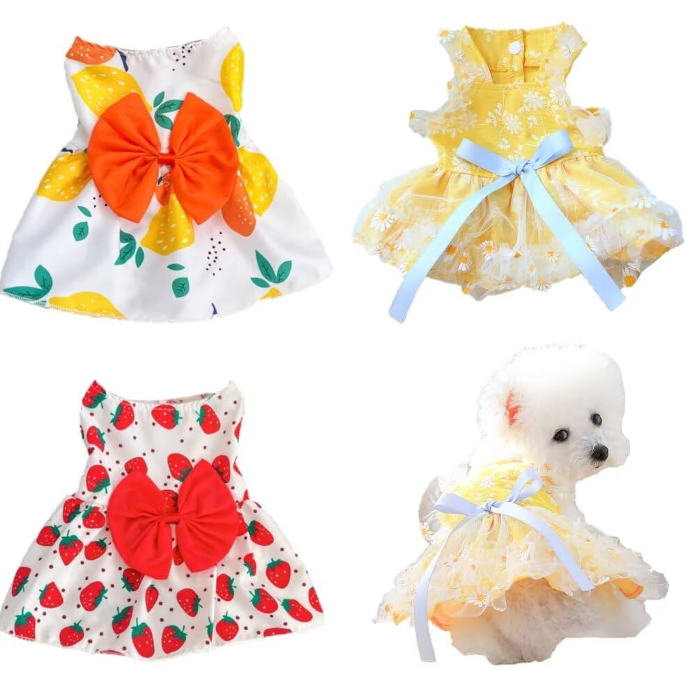 Clopon Small Dog Dress Medium Dog Clothes for Girls Bulldog Party Puppies Tutu Dresses for Doggie Winter Apparels M