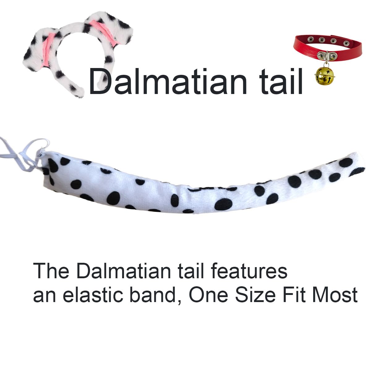 KIPSSMLSE Dalmatian Costume Dalmatian Ears Headband Tail for Women Puppy Dog Dress Up for Party Halloween