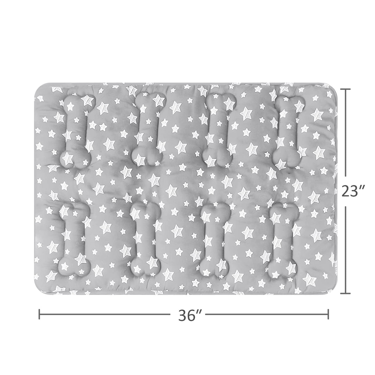 Dog Crate Mat (36" X 23") 2 Pack, Soft Dog Bed Mat with Cute Stars, Personalized Crate Pad, Anti-Slip Bottom, Machine Washable Kennel Pad, Grey