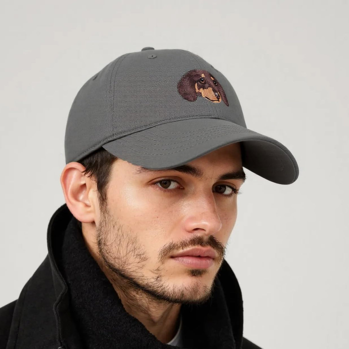 Dachshund Baseball Cap for Dog Lovers – Adjustable Cotton Hat with Embroidered Brown Dachshund, Dark Gray Unisex Cap, Gift for Wiener Dog Owners & Pet Parents