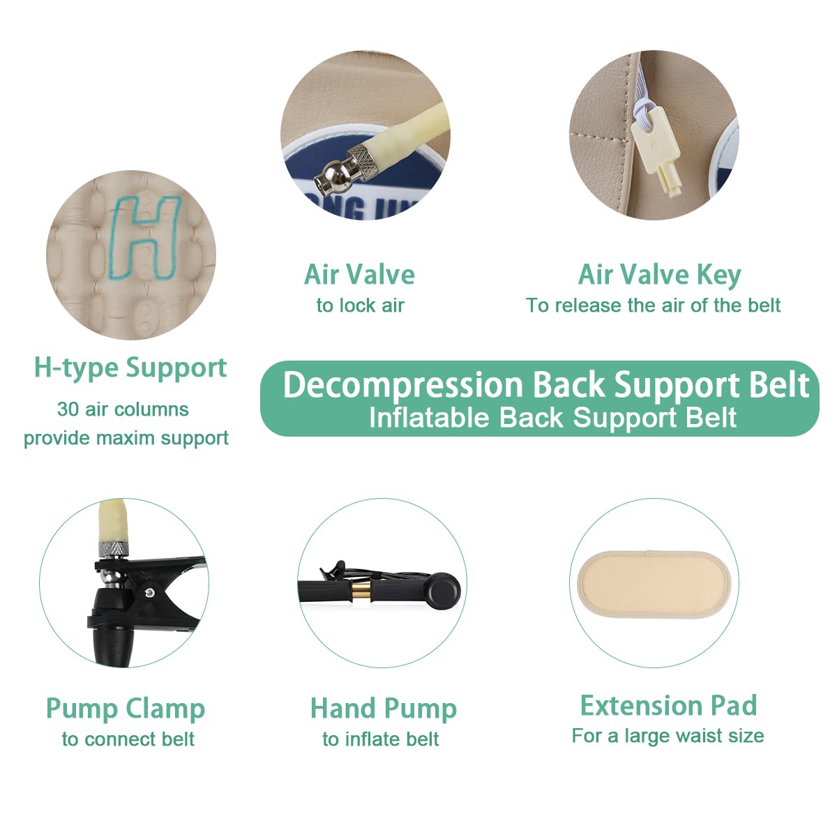 HONGJING Back Decompression Belt Lumbar Support for Back Pain Relief Lower Back Traction Device, One Size Fits 29-49 Waist