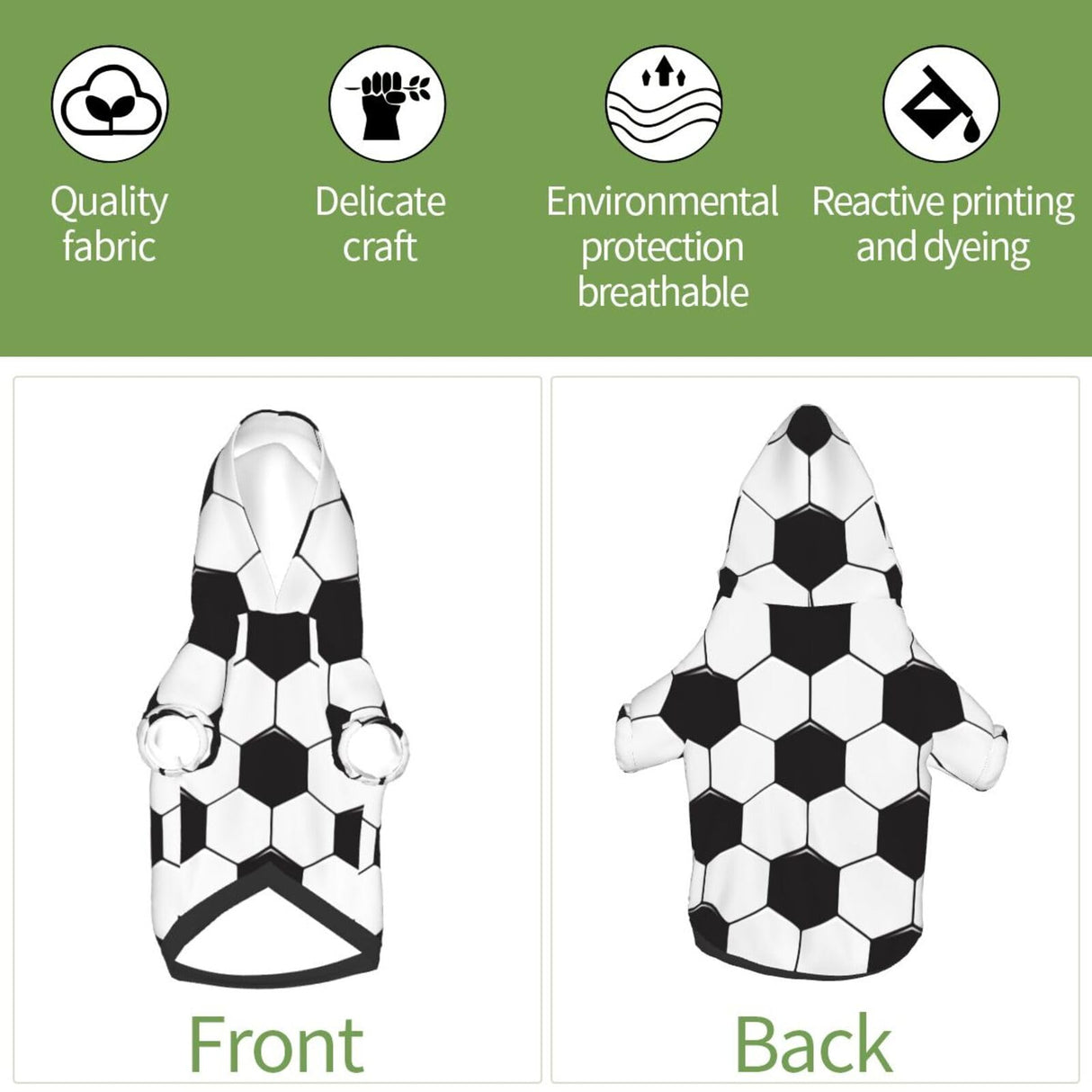 Soccer Ball White and Black Dog Hoodie Pet Clothes Sweaters with Hat