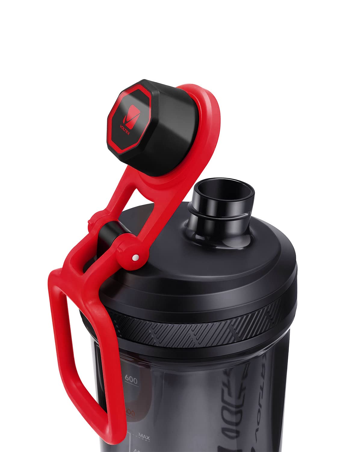 VOLTRX Shaker Bottle, Gallium USB C Rechargeable Electric Protein Shake Mixer, Shaker Cups for Protein Shakes and Meal Replacement Shakes, BPA Free, Made with Tritan, 24oz, Red