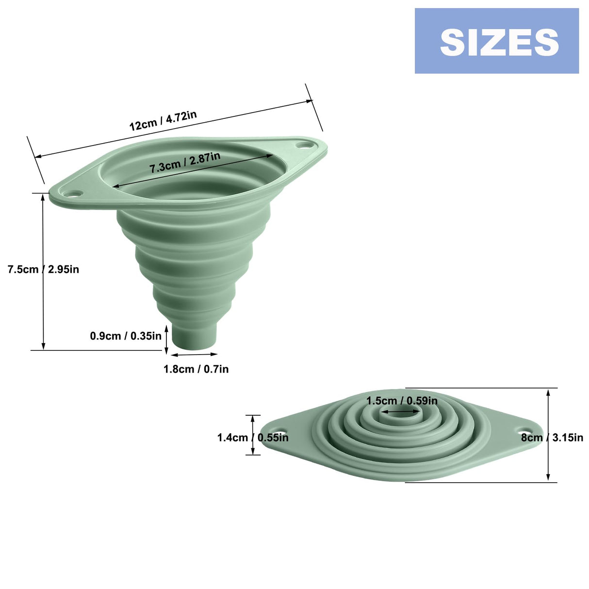 Kitchen Funnel Set 3 Pack, Collapsible Silicone Funnel for Kitchen Use Filling Bottles Liquid Food Transfer