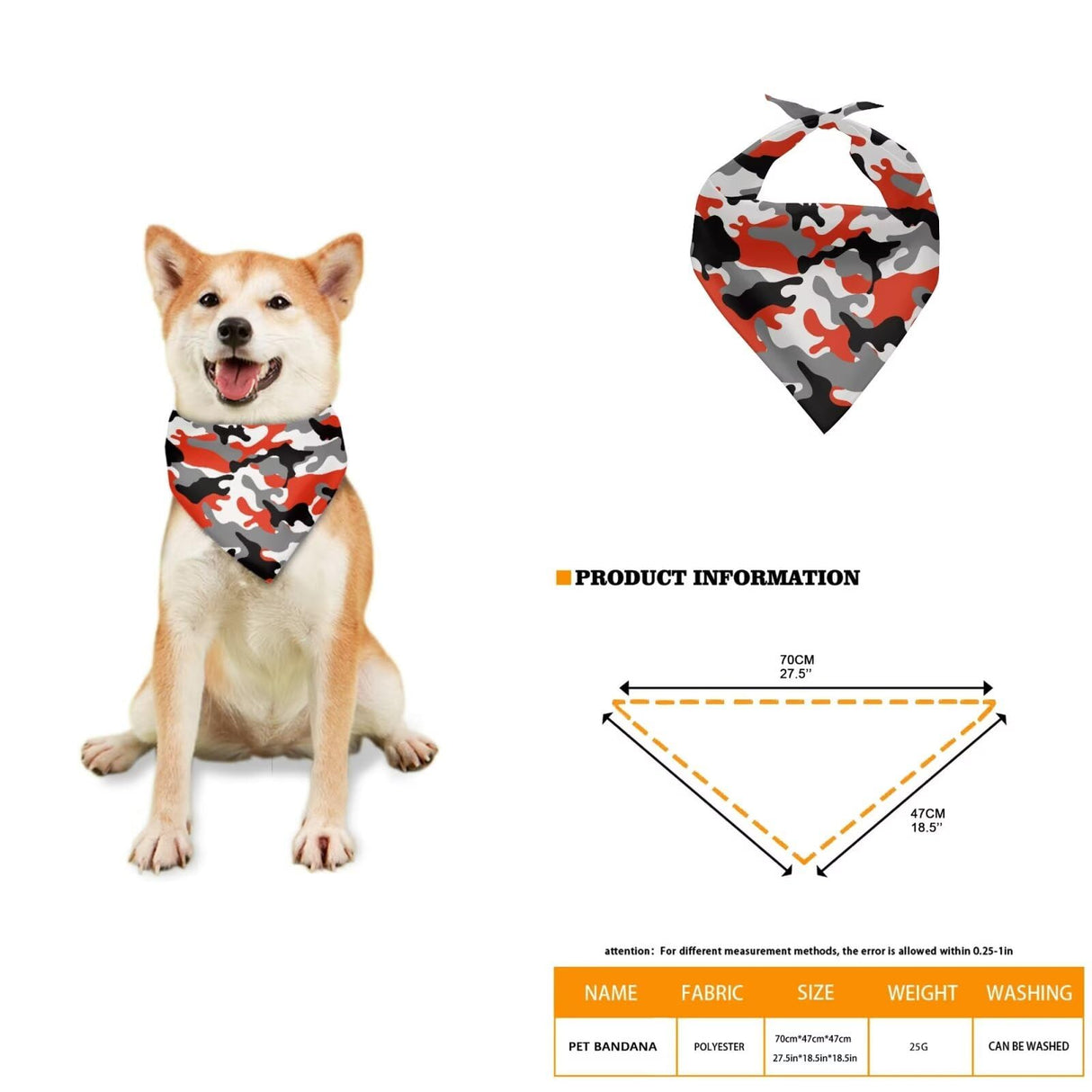 Tomeusey Camouflage Backseat Pet Bed Mat,Pet Bandana and Garbage Bag, Dog Seat Cover for Car Back Seat, Non-Slip Travel Pet-Friendly Seat Cover for Cars SUVs and Trucks L