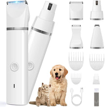 Load image into Gallery viewer, Veeconn Dog Clippers Grooming Kit Hair Clipper-Low Noise Paw Trimmer- Rechargeable - Cordless Quiet Nail Grinder Shaver for Cats and Other Pets